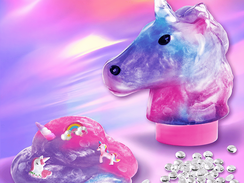 Unicorn World slime with pink and pastel colors